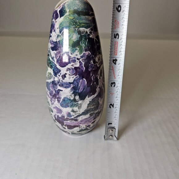 McCoy, Pottery, Cascade, Bud Vase, MCM, Purple, Green, White Lusterware 6' Tall - Picture 7 of 11